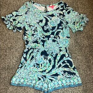 Lilly Pulitzer Blue and Green Paisley Jumpsuit, Lula Romper